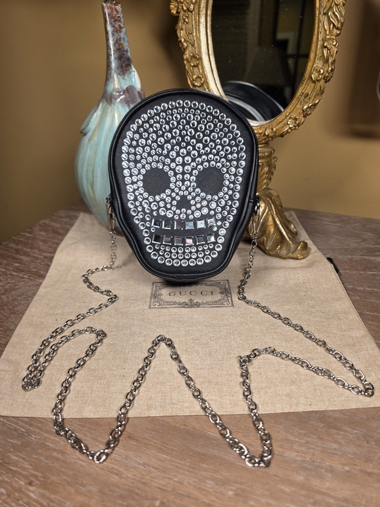Bath & Body Works Handbags - Black Mirror & Crystal Studded Skull Crossbody Bag